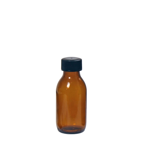 Ruskea lasipullo kierrekorkilla, 100 ml