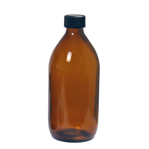 Ruskea lasipullo kierrekorkilla, 500 ml