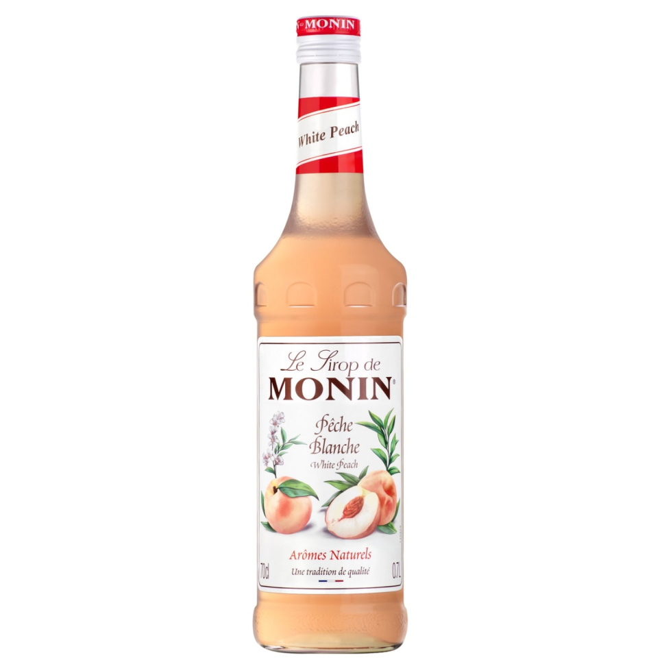 Monin White Peach Syrup 70 cl ryhmässä Baari & Viini / Baaritarvikkeet / Muut baaritarvikkeet @ KitchenLab (1083-30777)